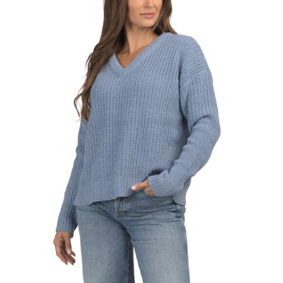 LA BIZ Periwinkle V-neck Pullover Sweater - Picture 1 of 2